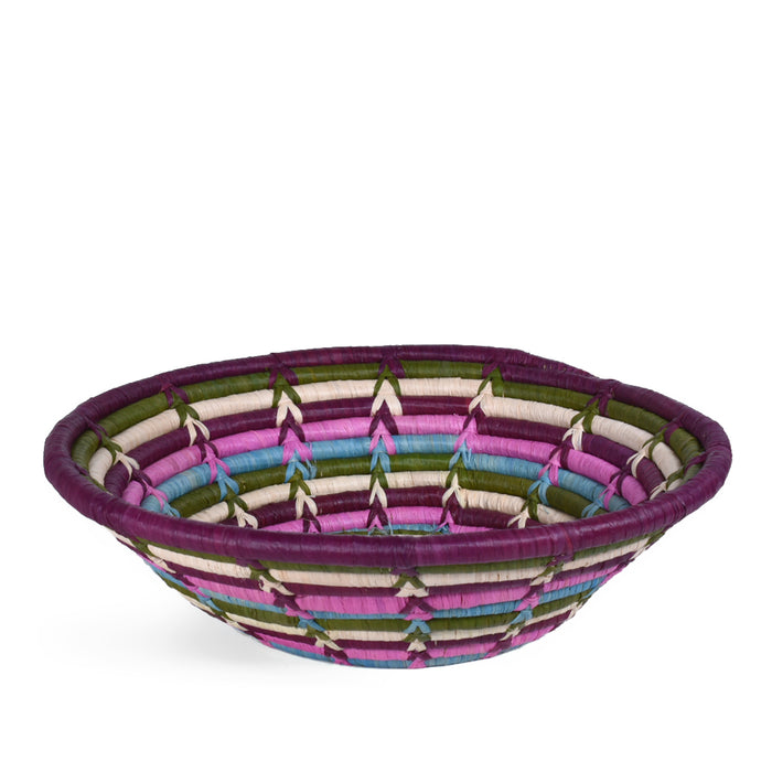 Ugandan Fair Trade Flower Garden Handwoven Basket, Purple/Multi, Small