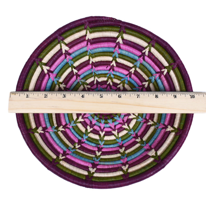 Ugandan Fair Trade Flower Garden Handwoven Basket, Purple/Multi, Small