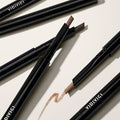 VIDIVICI Perfect Eyebrow pencils with shades and swatches on a light background.