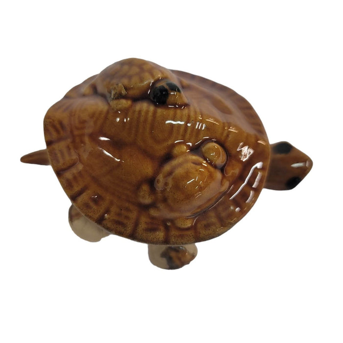 Wade Ceramic Turtle Nodder Figurine Feng Shui Majolica Glaze