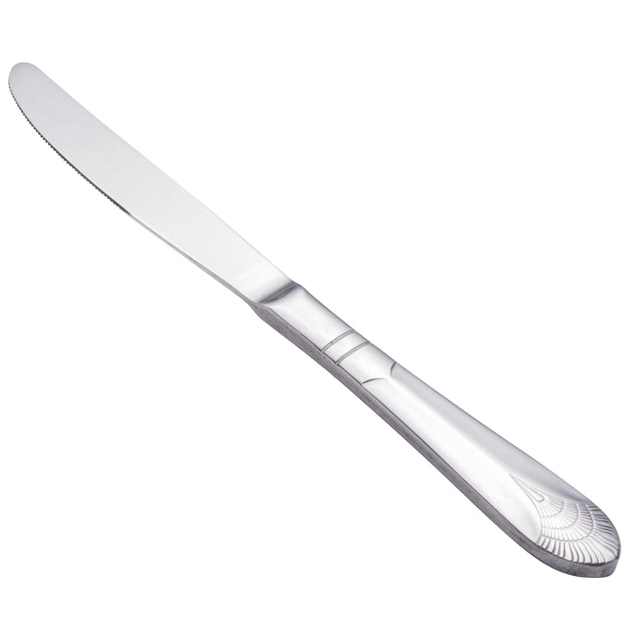 Walco 8045 Art Deco 8 3/4" 18/10 Stainless Steel Extra Heavy Weight Dinner Knife - 12/Pack