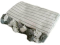 Moroccan Handloomed Pom Pom Blanket - Grey And Ivory White Striped Pompom Blanket | Moroccan Corridor