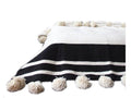 White with Large Black Stripes Pom Blanket - Chama