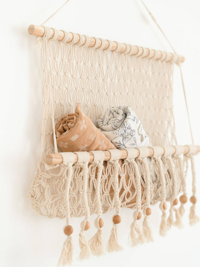 Willow Hanging Macrame Basket Storage