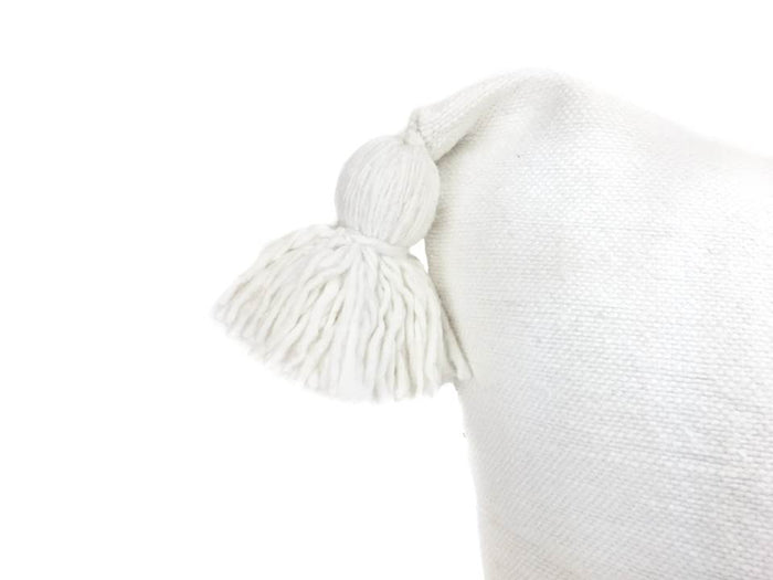 X Large Pom Lumbar Pillow Cover - White