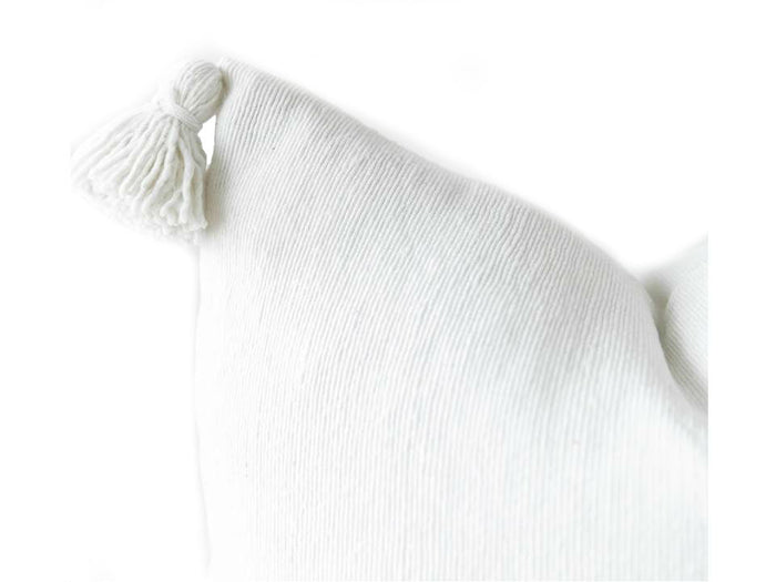 X Large Pom Lumbar Pillow Cover - White