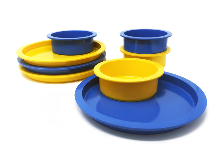Yellow & Blue Stacking Dishes by Gunnar Cyren for Dansk